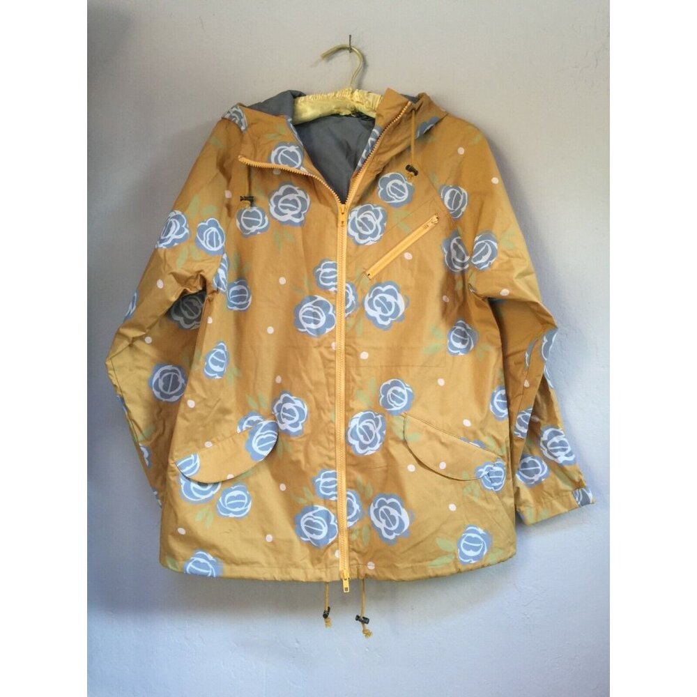 Gudrun Sjoden Womens Isros Parka Jacket Zip Up Hooded XS Mustard Floral New $238